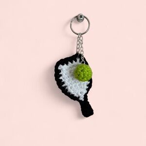 Handmade Crochet Pickleball Keychain